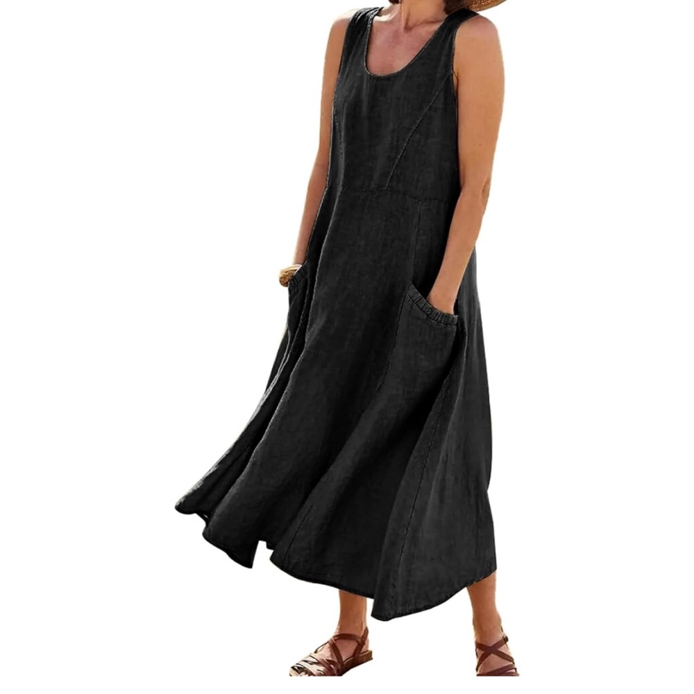 Women's Sleeveless Tank Dress with Pockets